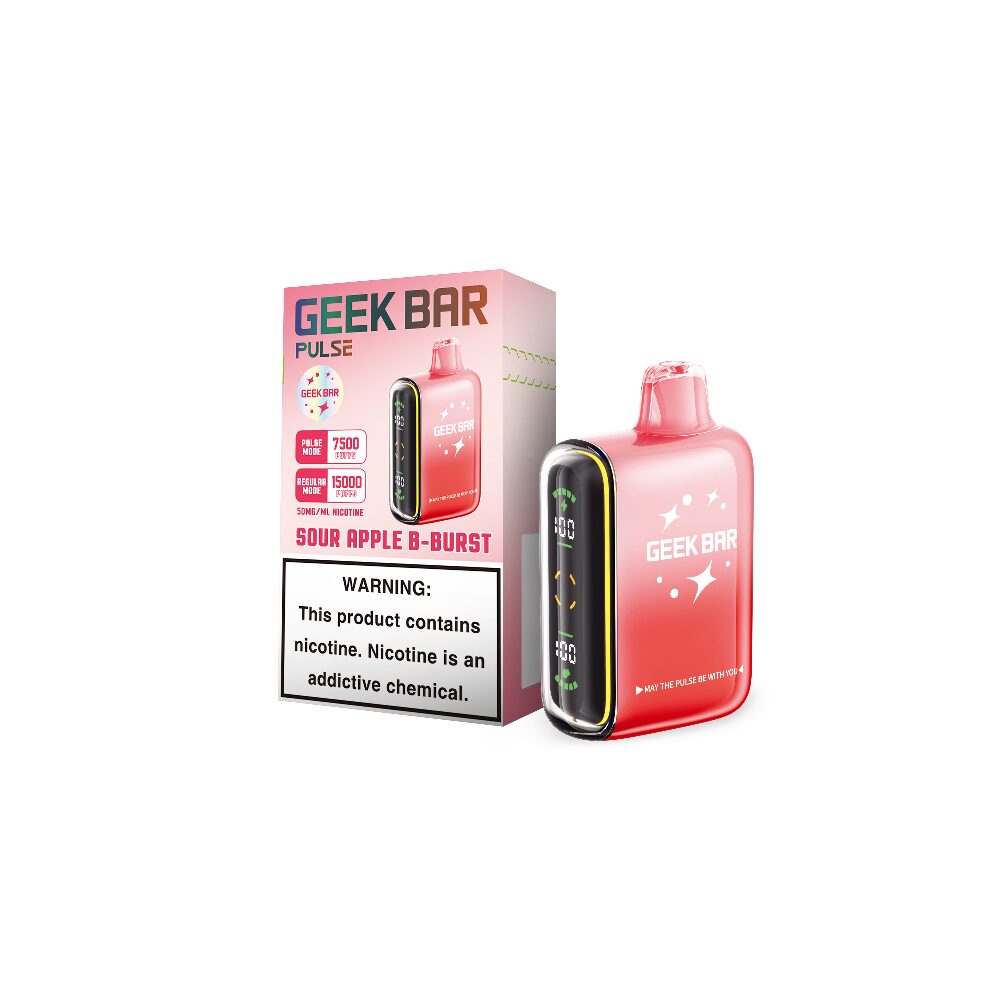 Geek Bar Pulse Disposable Sour Apple B-Burst with packaging