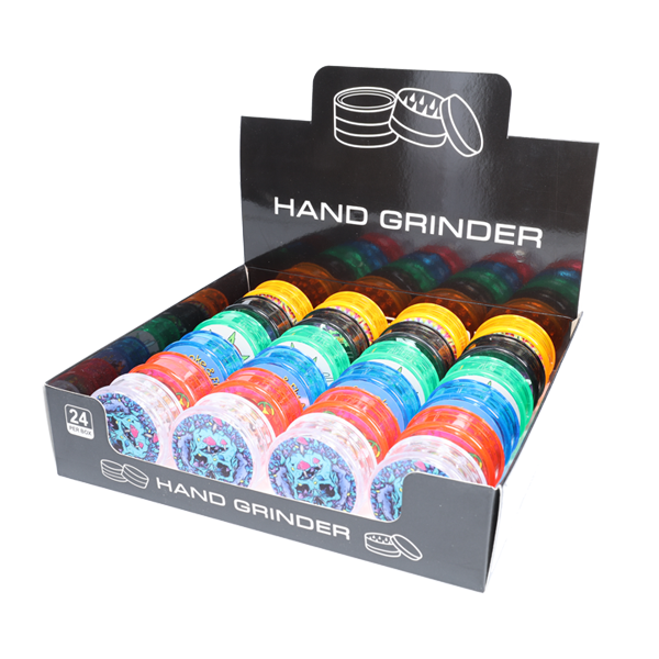 Non branded (DISPLY 24pc)(Grinder)(Plastic) GR14 2.5″ 63mm with packaging