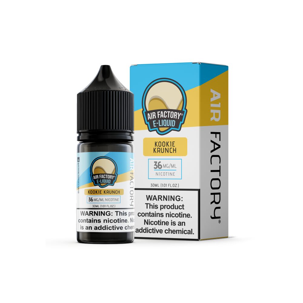 Kookie Krunch Air Factory Salts 30mL Bottle with packaging