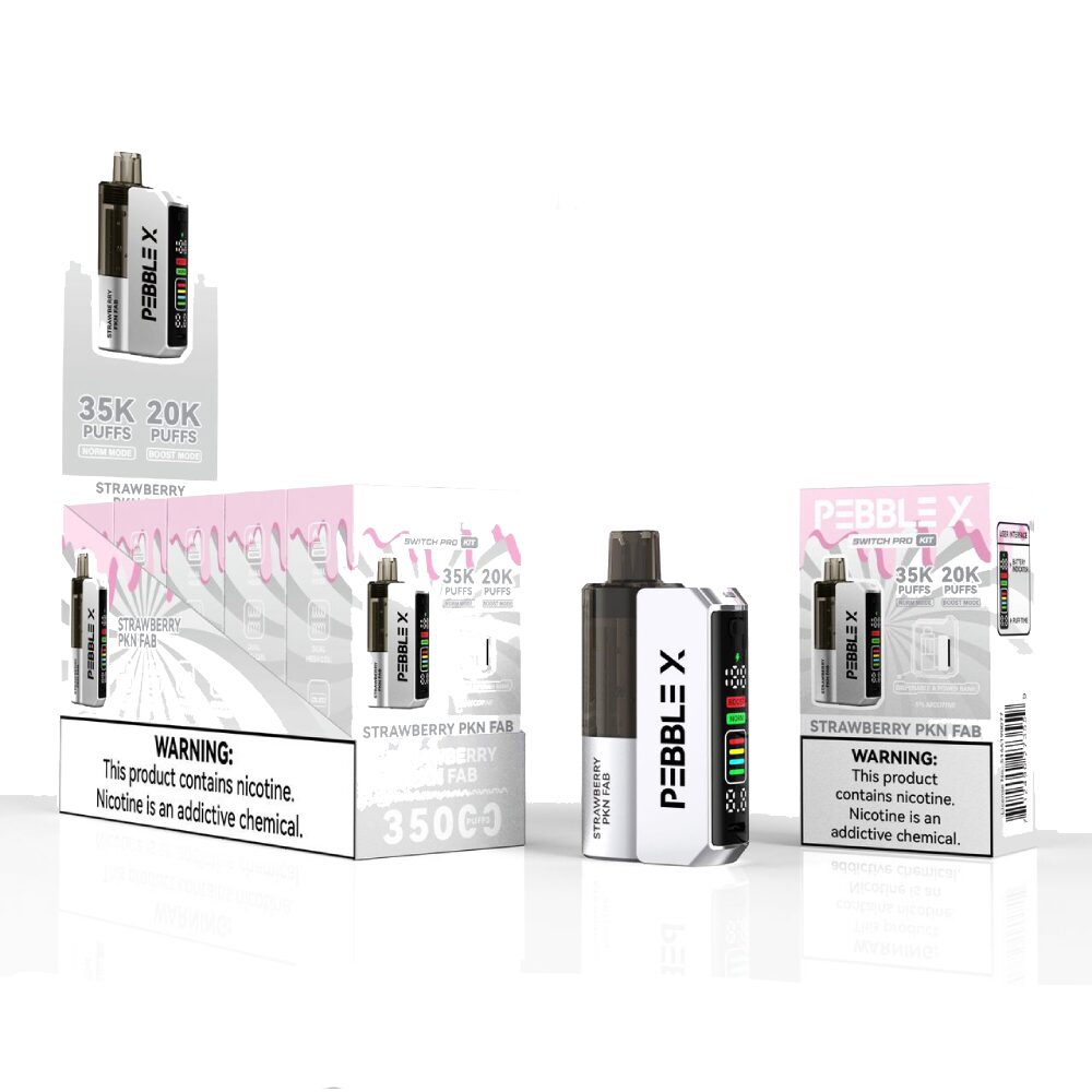 Pebble X 35K Disposable + Power Dock Strawberry PKN Fab with packaging