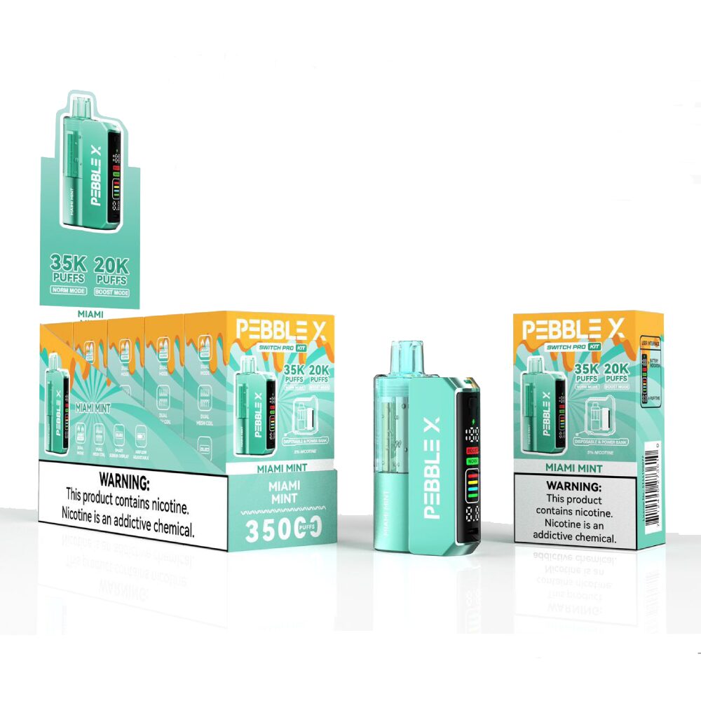 Pebble X 35K Disposable + Power Dock Miami Mint with packaging