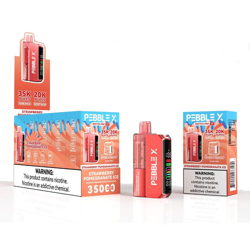 Pebble X 35K Disposable + Power Dock Strawberry Pomegranate Ice with packaging