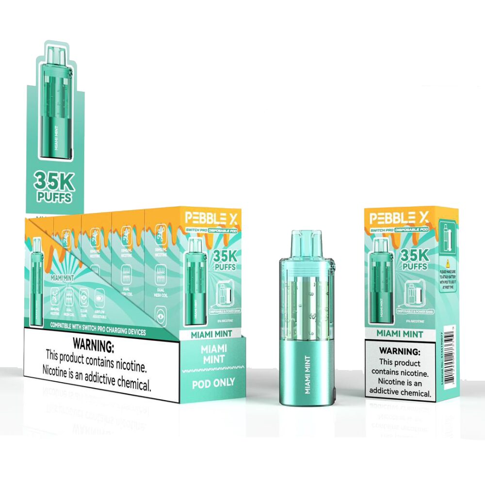 Pebble X 35K Disposable POD Miami Mint with packaging
