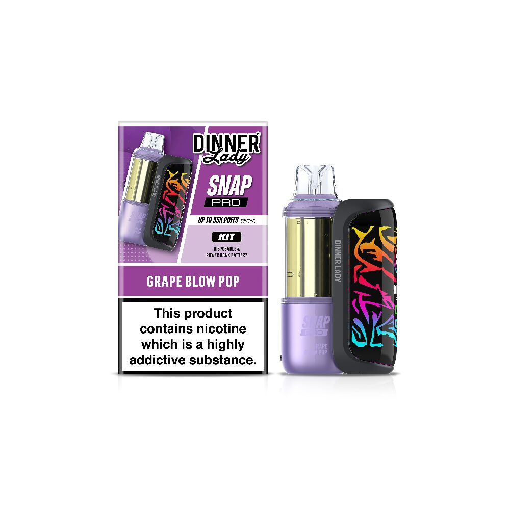 Dinner Lady Snap Pro 35K Disposable (Dispo + Power Dock) Grape Blow Pop with packaging