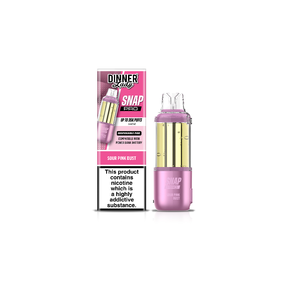 Dinner Lady Snap Pro 35K Disposable Pod Sour Pink Burst with packaging