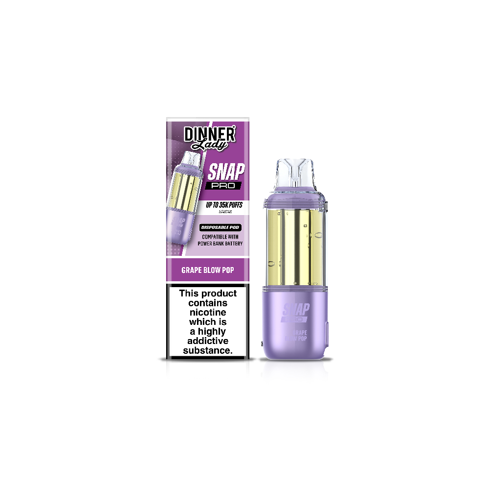 Dinner Lady Snap Pro 35K Disposable Pod Grape Blow Pop with packaging
