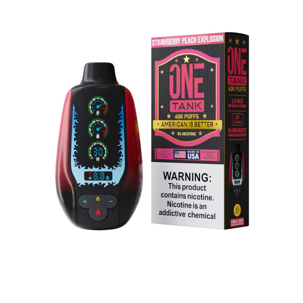 One Tank 40K Disposable Strawberry Peach Explosion with packaging