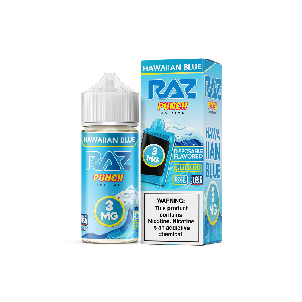 Hawaiian Blue Pod Juice x RAZ 100mL with packaging