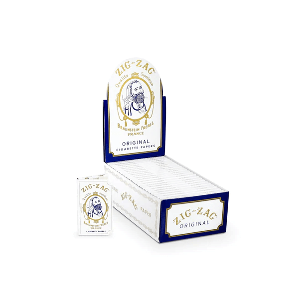 Zig Zag Original White Box Rolling Papers 32-Sheet Booklet - 24-Booklet Display with Packaging