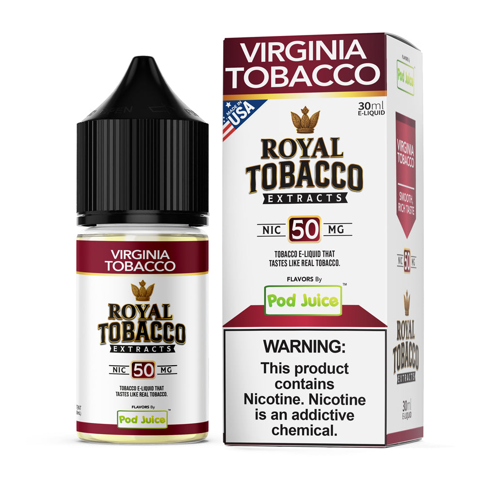 Virginia Tobacco Pod Juice x Royal Tobacco Extracts Salt 30mL with packaging