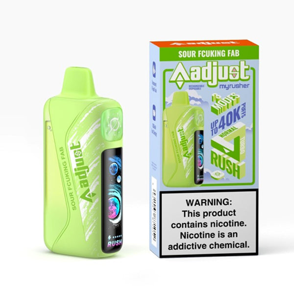 Adjust MyRusher 40K Puff Disposable sour fcuking fab with packaging
