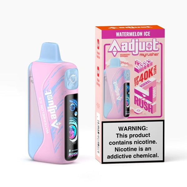 Adjust MyRusher 40K Puff Disposable watermelon ice with packaging
