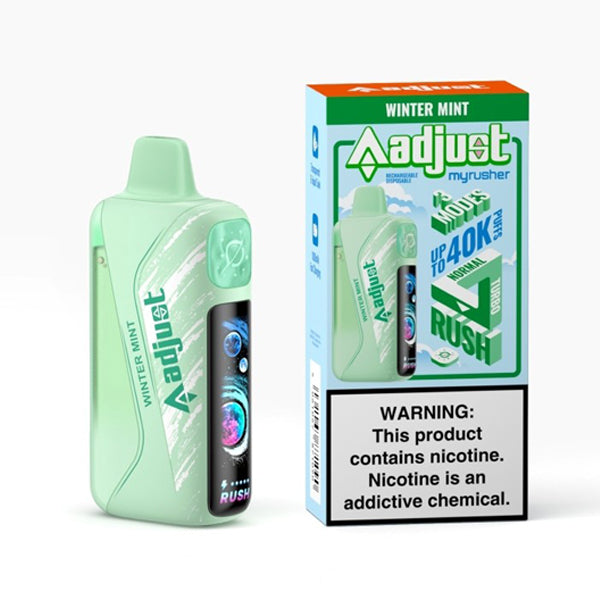 Adjust MyRusher 40K Puff Disposable winter mint with packaging