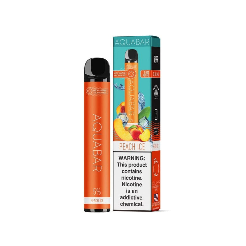 AquaBar Disposable | 2800 Puffs | 7mL Peach Ice with packaging