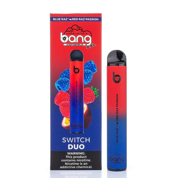 Bang XXL Switch Duo Disposable Device (Individual) - 2500 Puffs blue razz red razz passion with packaging