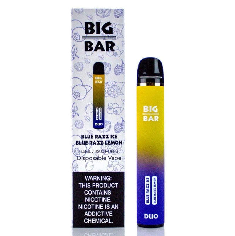 Big Bar DUO 5% Disposable (Individual) - 2200 Puffsblue razz ice blue razz lemon with packaging