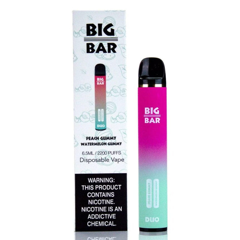 Big Bar DUO 5% Disposable (Individual) - 2200 Puffspeach gummy watermelon gummy with packaging