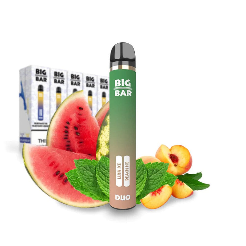 Big Bar DUO 5% Disposable (Individual) - 2200 Puffslush ice peach ice with background