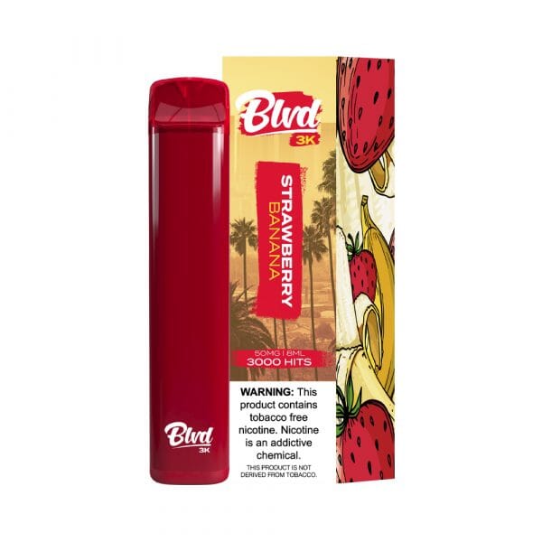 BLVD 3k Disposable | 3000 Puffs | 8mL Strawberry Banana with packaging