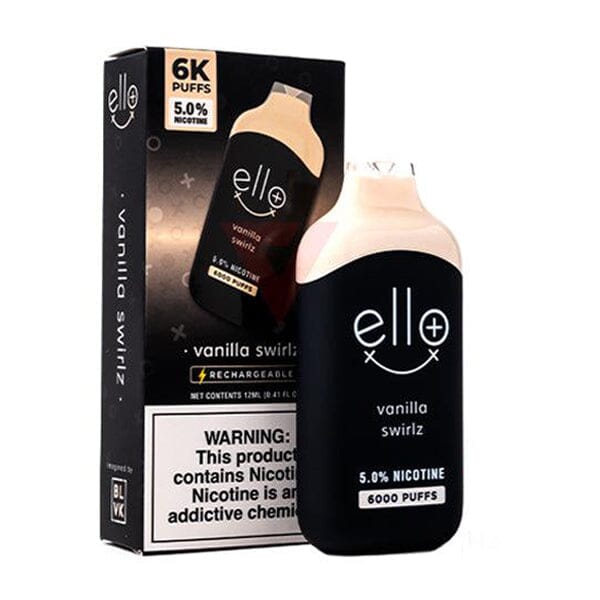 BLVK Ello Plus Disposable 6000 Puffs 12mL 50mg Vanilla Swirlz with Packaging