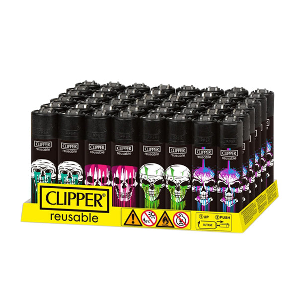 Clipper (DSPLY 48pc)(Lighter) CP11R Reusable Classic Large wild skull