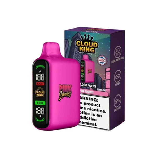Cloud King 20K Disposable pink squares with packaging