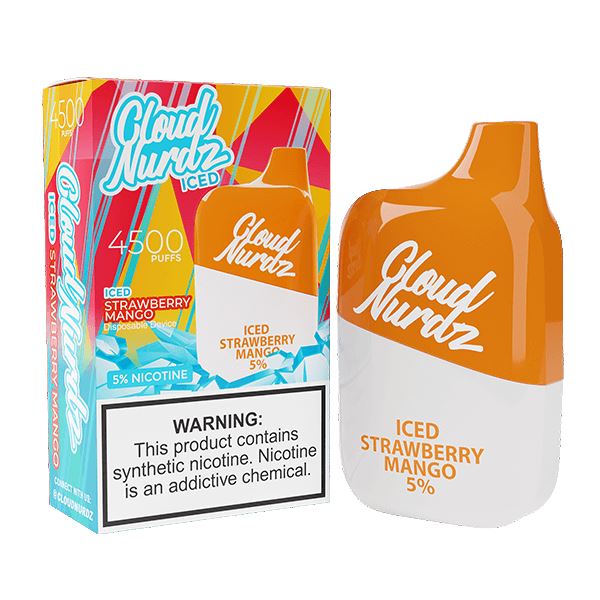 Cloud Nurdz 4500 Puffs Disposable | 12ml - Iced Strawberry Mango with packaging