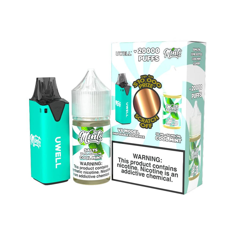Collab Bundle – Uwell V6 Disposable Device + Daddy’s Vapor 30mL Juice CLR: Cyan/ FLV: Cool Mint