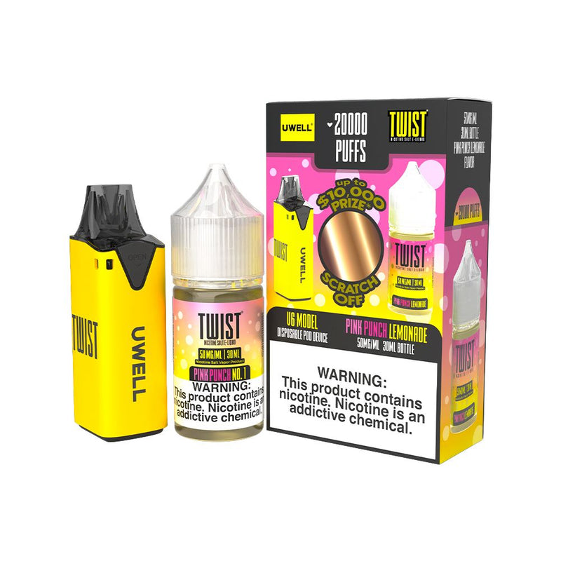Collab Bundle – Uwell V6 Disposable Device + Daddy’s Vapor 30mL Juice CLR: Yellow/ FLV: Pink Punch Lemonade