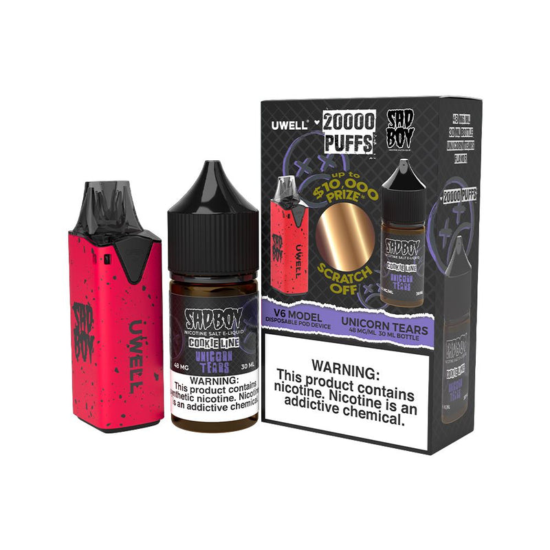 Collab Bundle – Uwell V6 Disposable Device + Daddy’s Vapor 30mL Juice CLR: Red/ FLV: Unicorn Tears