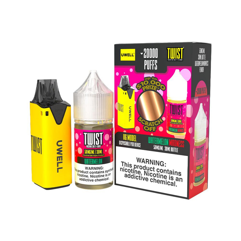 Collab Bundle – Uwell V6 Disposable Device + Daddy’s Vapor 30mL Juice CLR: Yellow/ FLV: Watermelon Madness