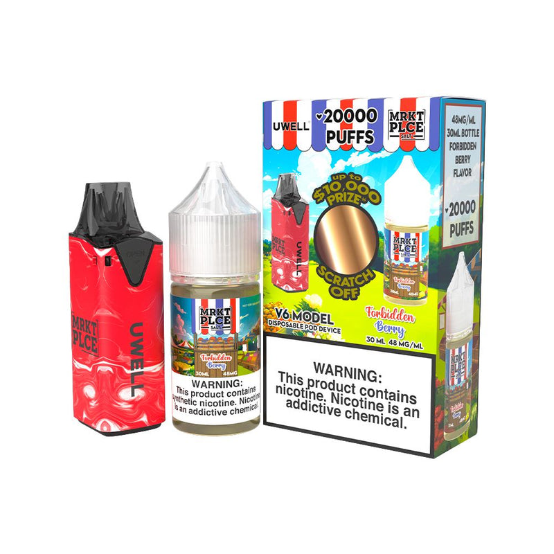 Collab Bundle – Uwell V6 Disposable Device + Daddy’s Vapor 30mL Juice CLR: Red/ FLV: Forbidden Berry