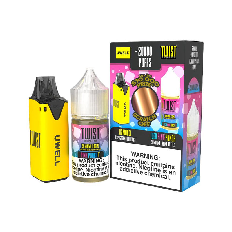 Collab Bundle – Uwell V6 Disposable Device + Daddy’s Vapor 30mL Juice CLR: Yellow/ FLV: Iced Pink Punch