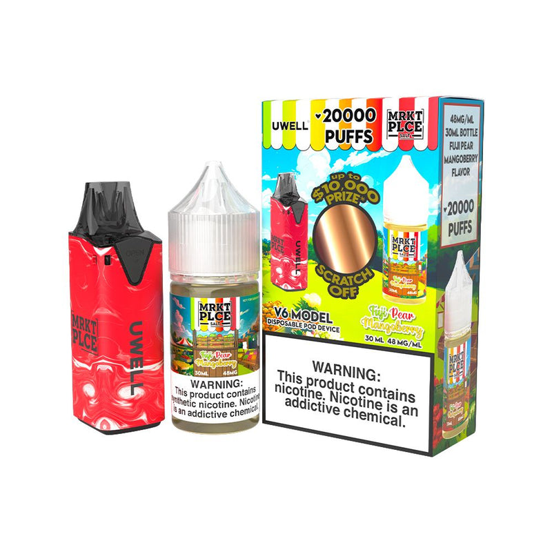 Collab Bundle – Uwell V6 Disposable Device + Daddy’s Vapor 30mL Juice CLR: Red/ FLV: Fuji Pear Mangoberry