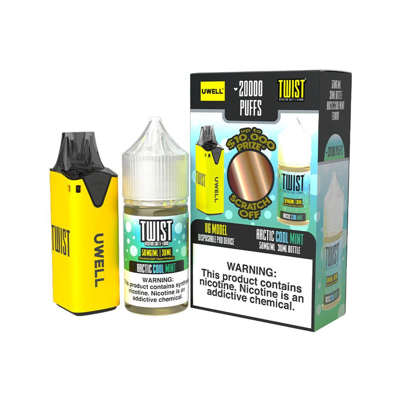 Collab Bundle – Uwell V6 Disposable Device + Daddy’s Vapor 30mL Juice CLR: Yellow/ FLV: Arctic Cool Mint