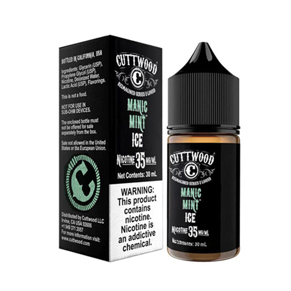 Manic Mint Ice Cuttwood Salts 30mL with packaging