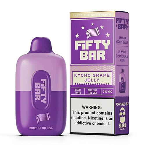 Fifty Bar Disposable 6500 Puffs 16mL 50mg kyoho grape jelly with packaging