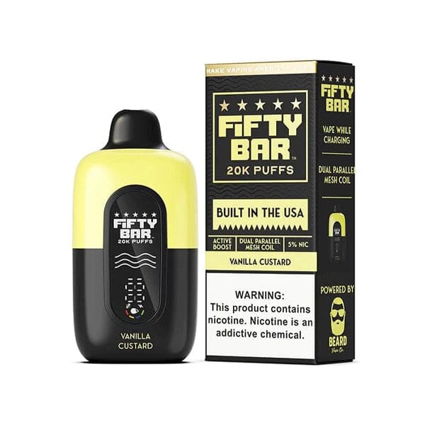 Fifty Bar V2 20K Disposable vanilla custard with packaging