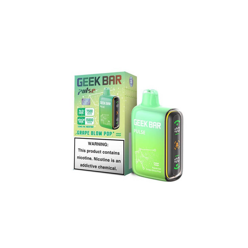Geek Bar Pulse Disposable 15000 Puffs 16mL 50mg - Grape Blow Pop with packaging