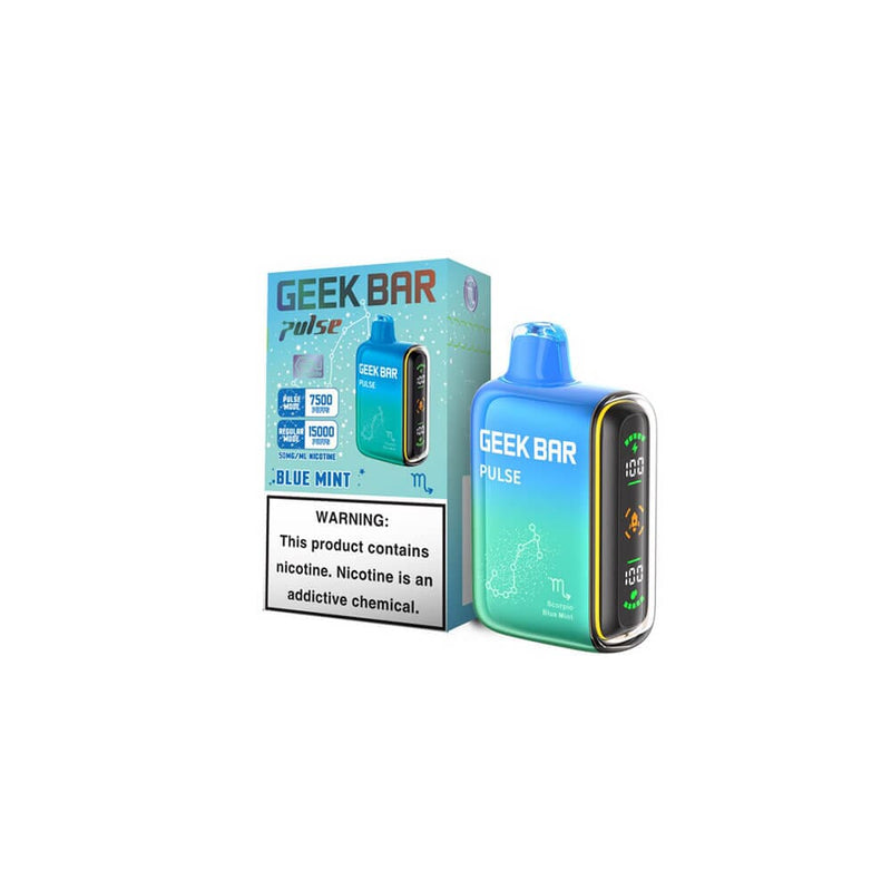 Geek Bar Pulse Disposable 15000 Puffs 16mL 50mg - Blue Mint with packaging