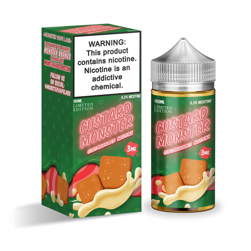 Gingerbread Crunch by Jam Monster Custard Series E-Liquid 100mL (Freebase) with packaging