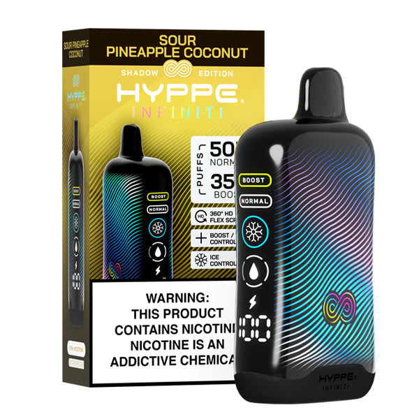 Hyppe Infiniti 50K Disposable sour pineapple coconut with packaging