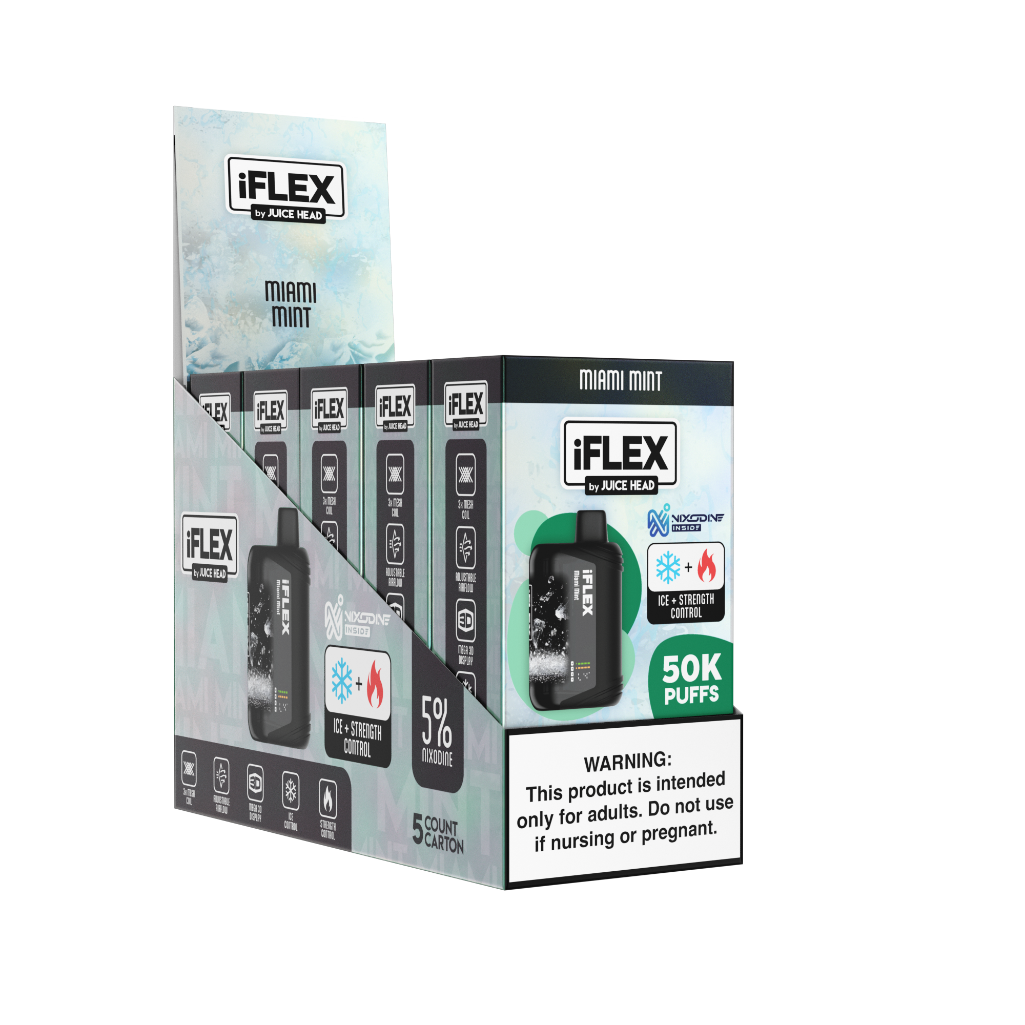 Juice Head iFlex Nixodine 50K Disposable Miami Mint with Packaging