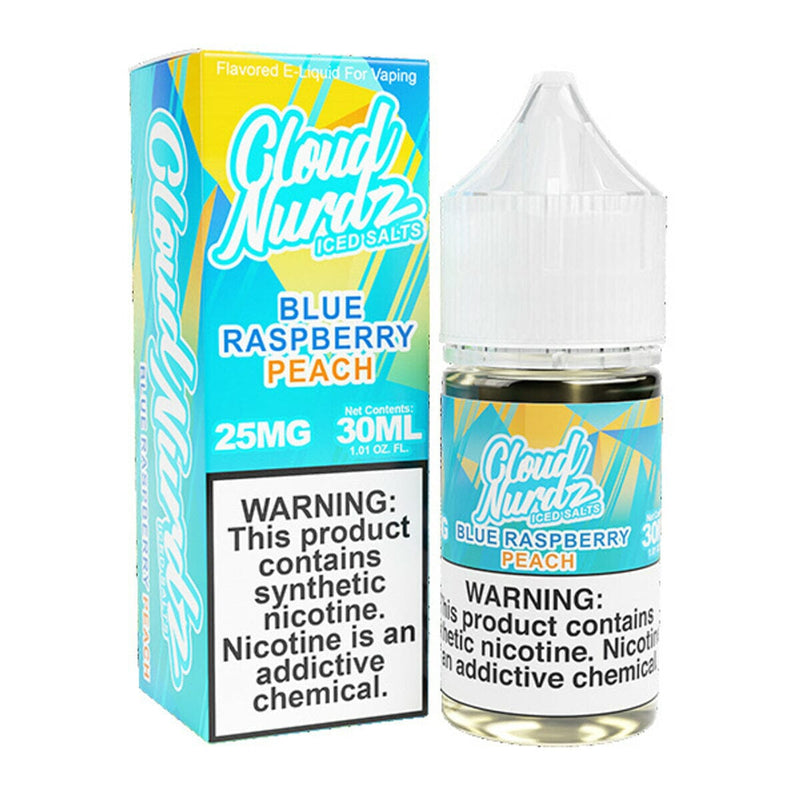  Iced Peach Blue Raz by Cloud Nurdz TFN Salts E-Liquid 30ml with packaging