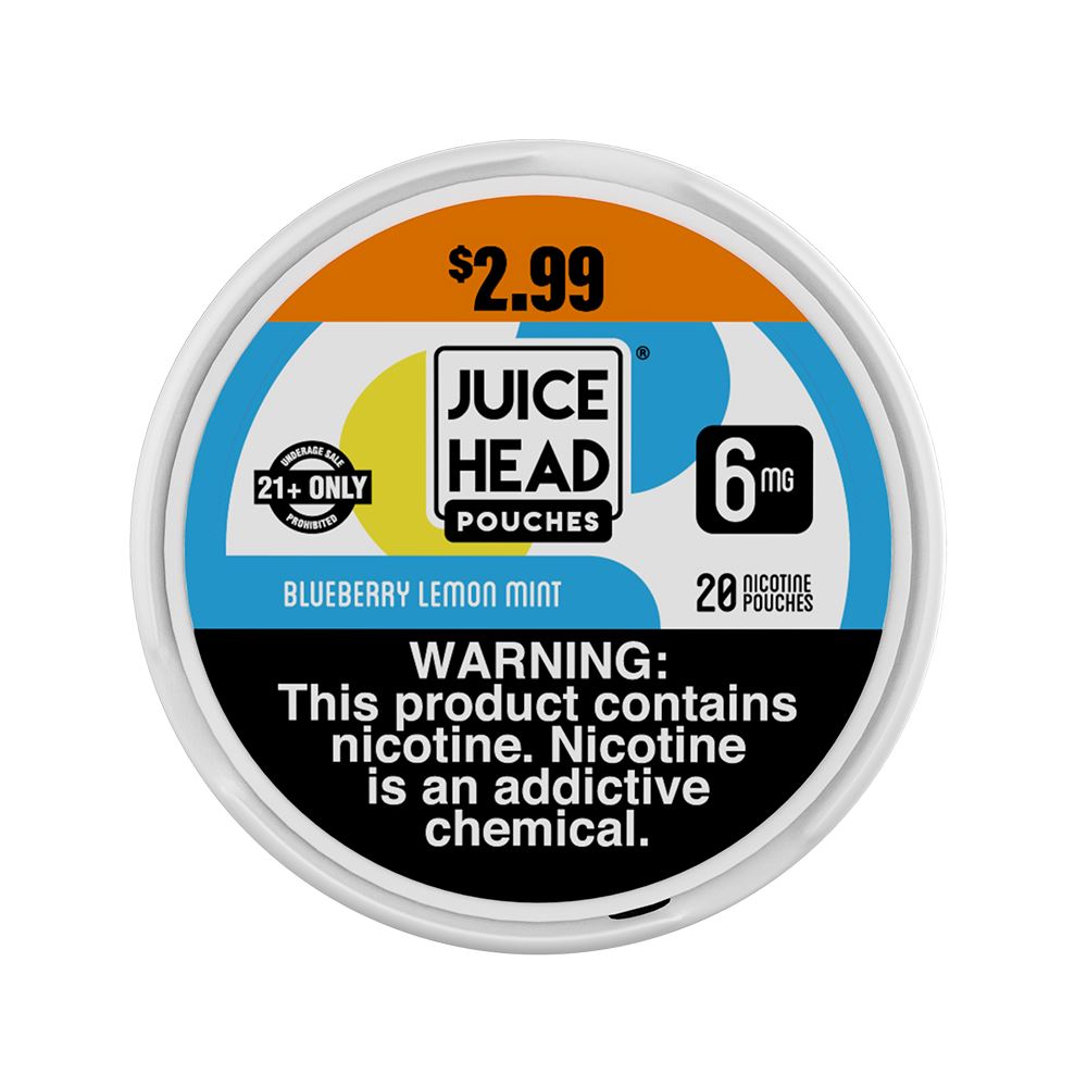 Juice Head ZTN Nicotine Pouch 20ct Can x 5-Can Pack Blueberry Lemon Mint 6mg