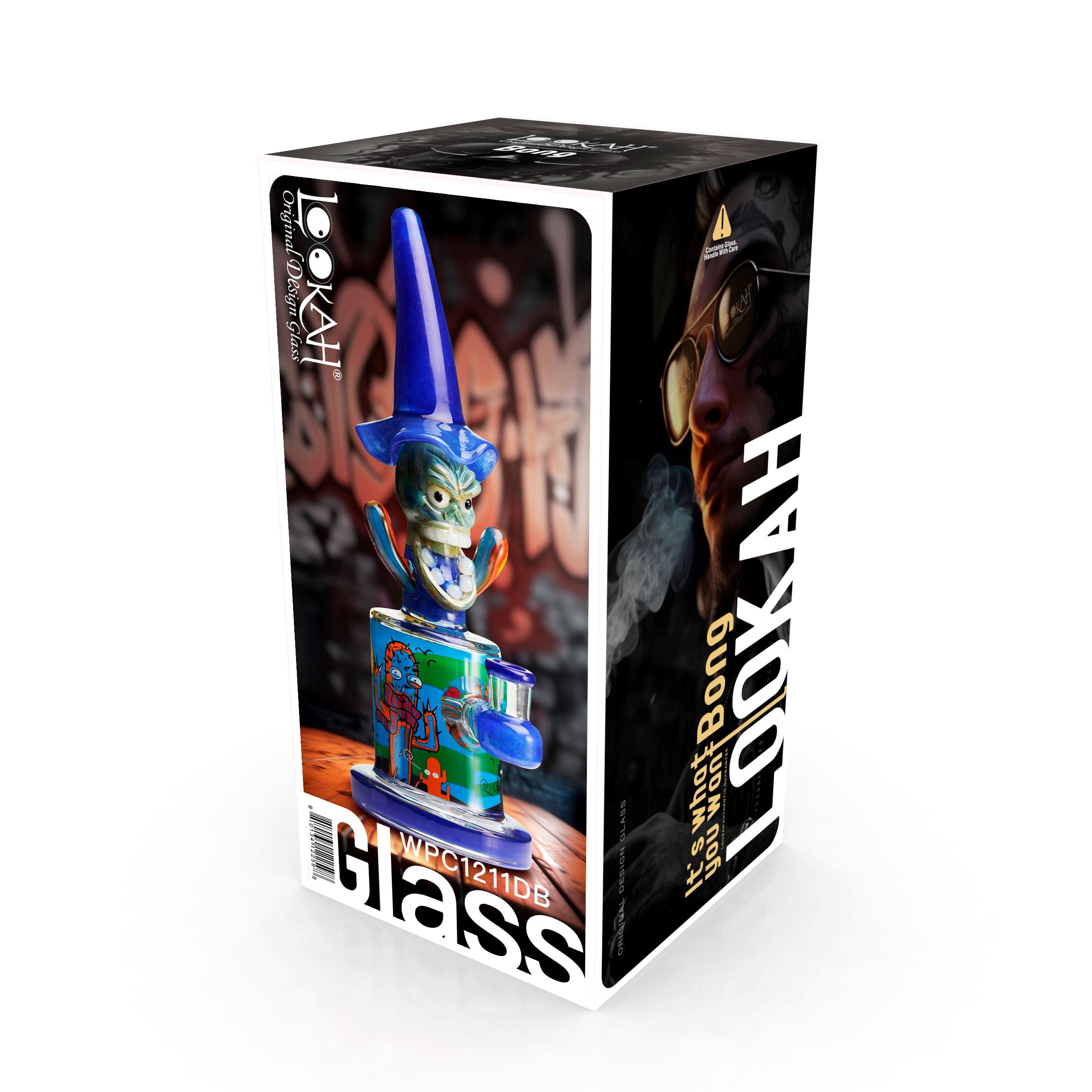 Lookah 10.6″ Cool Hooded Cactus Water Pipe (WPC1211) Dark Blue with Packaging