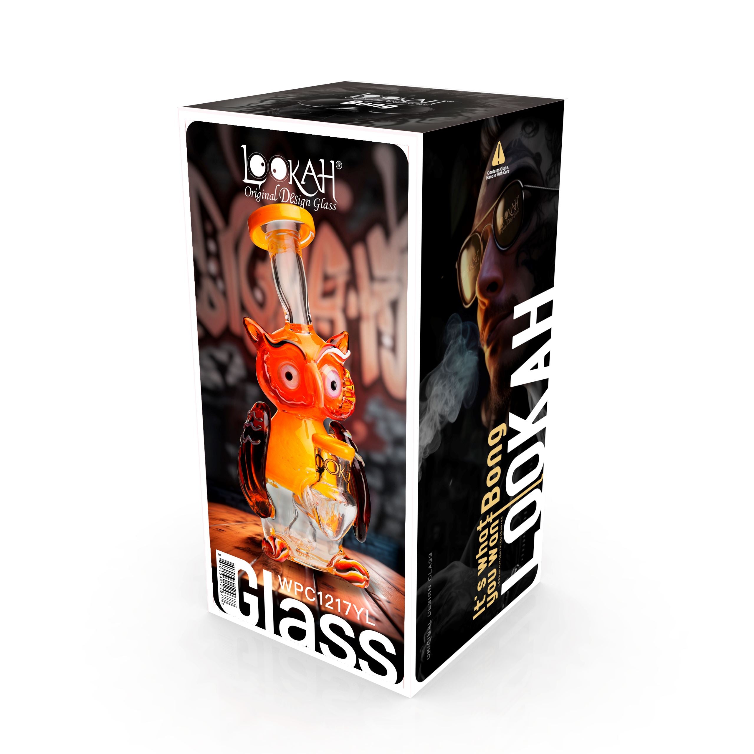 Lookah 7” Mini Cute Owl Dab Rig (WPC1217) Yellow with Packaging
