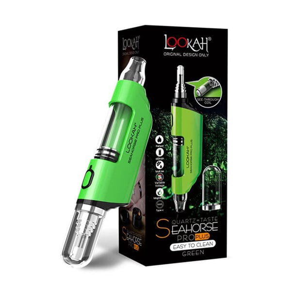 Lookah Seahorse Pro Plus Nectar Collector Wax Vaporizer (650mAh) green with packaging