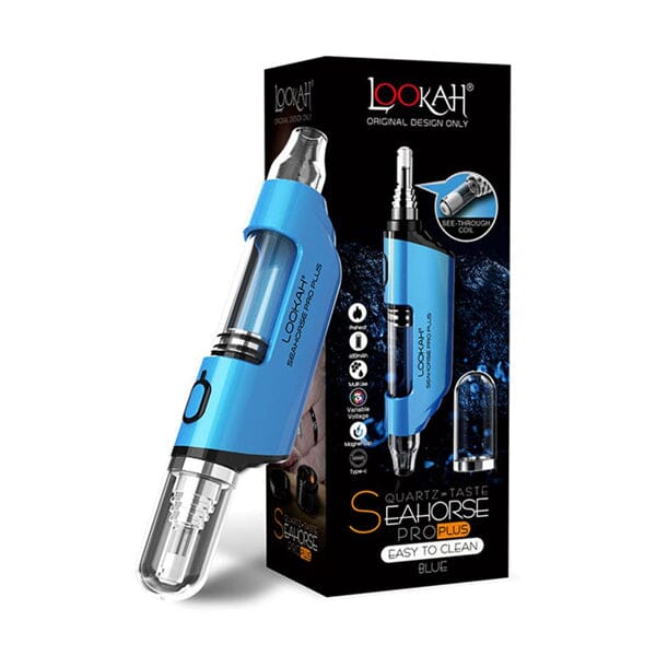 Lookah Seahorse Pro Plus Nectar Collector Wax Vaporizer (650mAh) blue with packaging