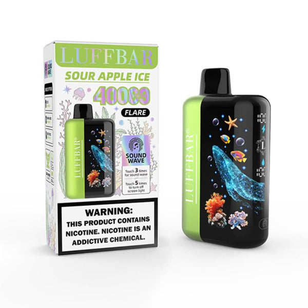 Luffbar Flare 40K Disposable sour apple ice with packaging